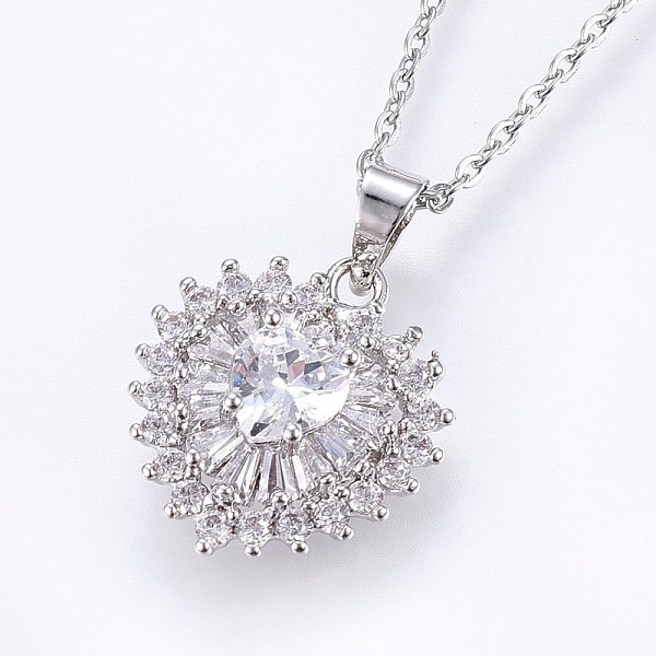 PandaHall 304 Stainless Steel Pendant Necklaces, with Cubic Zirconia, Heart, Stainless Steel Color, 17.71 inch(45cm), Pendant: 22x16x5.5mm..., Clear
PandaHall 304 Stainless Steel Pendant Necklaces, with Cubic Zirconia, Heart, Stainless Steel Color, 17.71 inch(45cm), Pendant: 22x16x5.5mm..., Clear