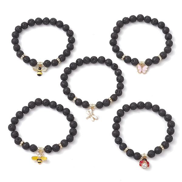 PandaHall 8.5mm Round Natural Lava Rock Beaded Stretch Bracelets, Ladybug/Butterfly/Bees/Dragonfly Alloy Insect Charm Bracelets for Women...
PandaHall 8.5mm Round Natural Lava Rock Beaded Stretch Bracelets, Ladybug/Butterfly/Bees/Dragonfly Alloy Insect Charm Bracelets for Women...