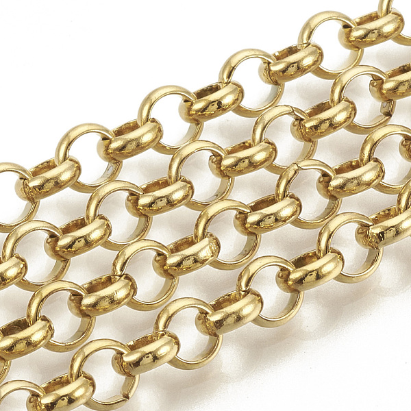 PandaHall Vacuum Plating 304 Stainless Steel Rolo Chains, Unwelded, with Spool, Golden, 6x2mm, about 32.8 Feet(10m)/roll 304 Stainless Steel
PandaHall Vacuum Plating 304 Stainless Steel Rolo Chains, Unwelded, with Spool, Golden, 6x2mm, about 32.8 Feet(10m)/roll 304 Stainless Steel
