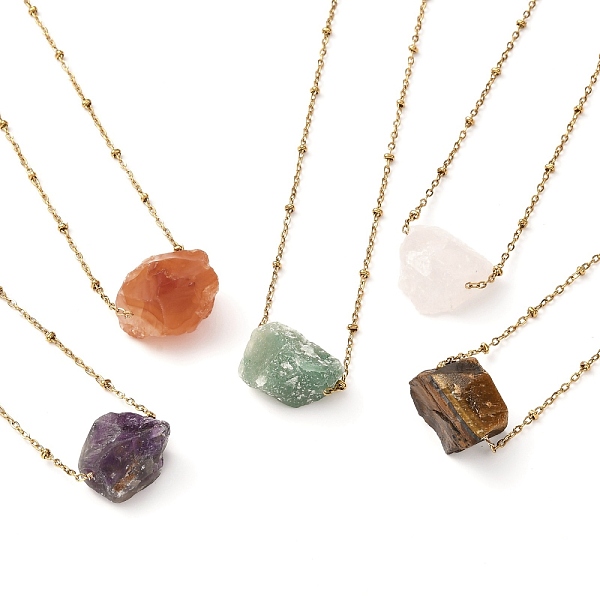 PandaHall Rough Raw Natural Mixed Stone Pendant Necklaces, with 304 Stainless Steel Satellite Chain, 16.34 inch(41.5cm) Mixed Stone
PandaHall Rough Raw Natural Mixed Stone Pendant Necklaces, with 304 Stainless Steel Satellite Chain, 16.34 inch(41.5cm) Mixed Stone