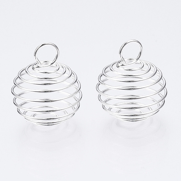 PandaHall Iron Wire Pendants, Spiral Bead Cage Pendants, Round, Silver, 25~26x20mm, Hole: 5~6mm Iron Round
PandaHall Iron Wire Pendants, Spiral Bead Cage Pendants, Round, Silver, 25~26x20mm, Hole: 5~6mm Iron Round
