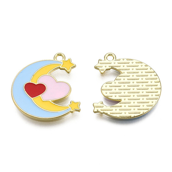 PandaHall Alloy Enamel Pendants, Cadmium Free & Lead Free, Golden, Moon with Heart & Star, Light Sky Blue, 21.5x20x1.3mm, Hole: 1.6mm...
PandaHall Alloy Enamel Pendants, Cadmium Free & Lead Free, Golden, Moon with Heart & Star, Light Sky Blue, 21.5x20x1.3mm, Hole: 1.6mm...
