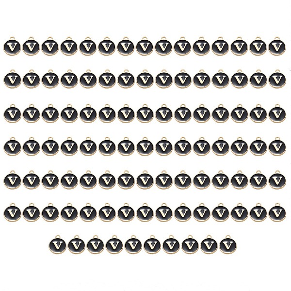 PandaHall Golden Plated Enamel Alloy Charms, Enamelled Sequins, Flat Round, Black, Letter.V, 14x12x2mm, Hole: 1.5mm, 100pcs/Box Alloy+Enamel...
PandaHall Golden Plated Enamel Alloy Charms, Enamelled Sequins, Flat Round, Black, Letter.V, 14x12x2mm, Hole: 1.5mm, 100pcs/Box Alloy+Enamel...