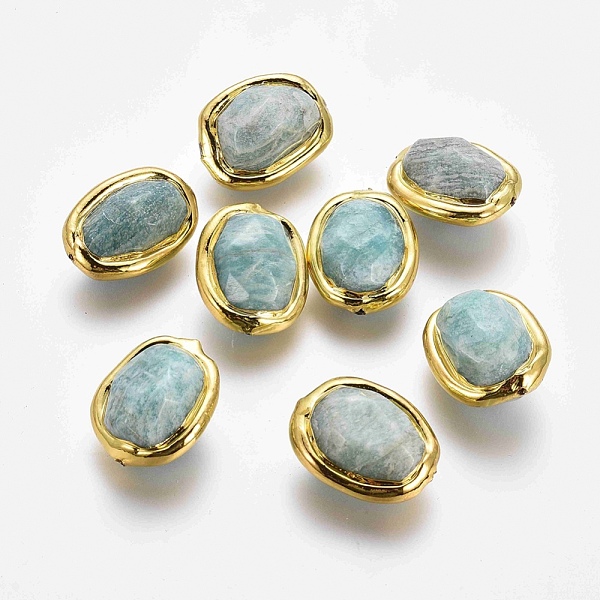 PandaHall Natural Amazonite Beads, with Golden Plated Edge Brass Findings, Faceted, Oval, 17~26x15~20x12~16mm, Hole: 0.8mm Amazonite Oval
PandaHall Natural Amazonite Beads, with Golden Plated Edge Brass Findings, Faceted, Oval, 17~26x15~20x12~16mm, Hole: 0.8mm Amazonite Oval