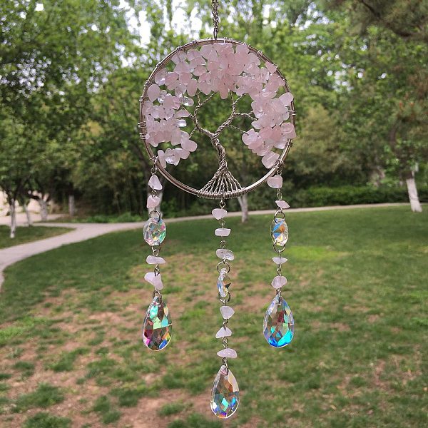 PandaHall Metal Wire Wrapped Natural Rose Quartz Chips Flat Round with Tree of Life Pendant Decorations. Hanging Suncatchers, with Glass..., White
PandaHall Metal Wire Wrapped Natural Rose Quartz Chips Flat Round with Tree of Life Pendant Decorations. Hanging Suncatchers, with Glass..., White