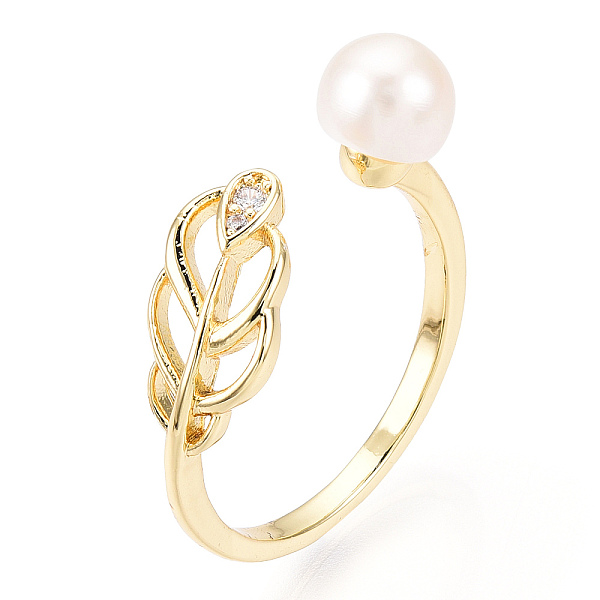 PandaHall Natural Pearl Open Cuff Ring Micro Pave Clear Cubic Zirconia, Brass Finger Rings, Leaf, Real 18K Gold Plated, US Size 8(18.1mm)...
PandaHall Natural Pearl Open Cuff Ring Micro Pave Clear Cubic Zirconia, Brass Finger Rings, Leaf, Real 18K Gold Plated, US Size 8(18.1mm)...