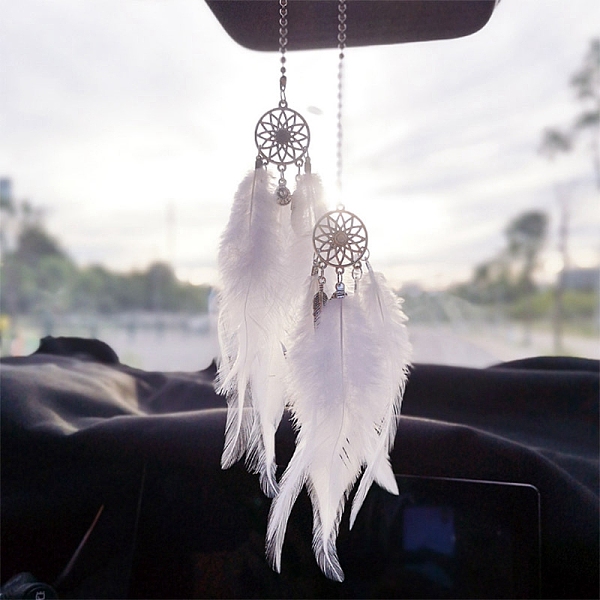 PandaHall Alloy Woven Net/Web with Feather Pendant Decotations, with Dyed Feather, Wall Hanging Ornament for Car, Home Decor, Flat Round..., White
PandaHall Alloy Woven Net/Web with Feather Pendant Decotations, with Dyed Feather, Wall Hanging Ornament for Car, Home Decor, Flat Round..., White