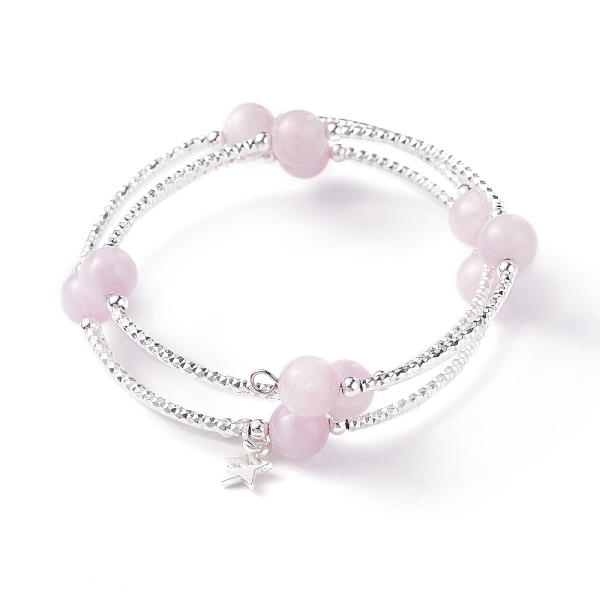 PandaHall Natural Kunzite Round Beaded Wrap Bangle, 3 Loops Stone Bangle, Tiny Star Charm Bangle for Women, Platinum, Inner Diameter: 2 inch...
PandaHall Natural Kunzite Round Beaded Wrap Bangle, 3 Loops Stone Bangle, Tiny Star Charm Bangle for Women, Platinum, Inner Diameter: 2 inch...
