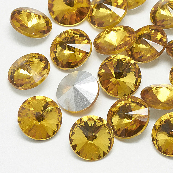 PandaHall Pointed Back Glass Rhinestone Cabochons, Rivoli Rhinestone, Back Plated, Faceted, Cone, Topaz, 12x6mm Glass Rhinestone Cone Yellow
PandaHall Pointed Back Glass Rhinestone Cabochons, Rivoli Rhinestone, Back Plated, Faceted, Cone, Topaz, 12x6mm Glass Rhinestone Cone Yellow