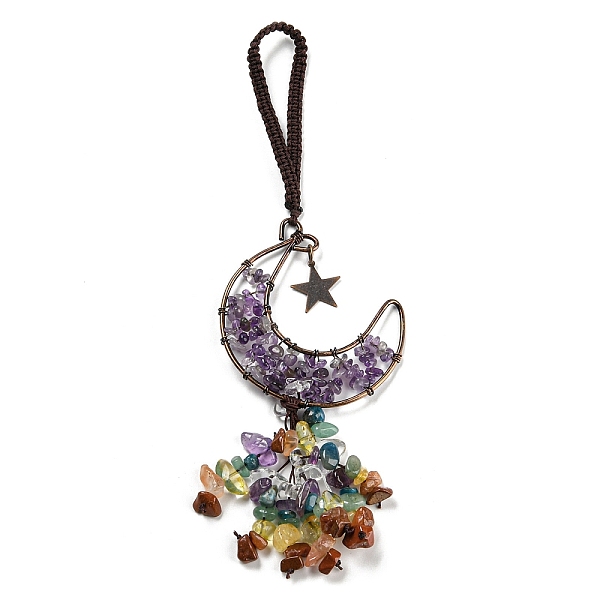 PandaHall Wire Wrapped Brass Moon & Natural Amethyst Pendant Decoration, Braided Nylon Thread and Gemstone Chip Tassel Hanging Ornaments...
PandaHall Wire Wrapped Brass Moon & Natural Amethyst Pendant Decoration, Braided Nylon Thread and Gemstone Chip Tassel Hanging Ornaments...