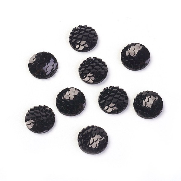 PandaHall Resin Cabochons, Flat Round with Mermaid Fish Scale, Black, 12x3mm Resin Flat Round Black
PandaHall Resin Cabochons, Flat Round with Mermaid Fish Scale, Black, 12x3mm Resin Flat Round Black