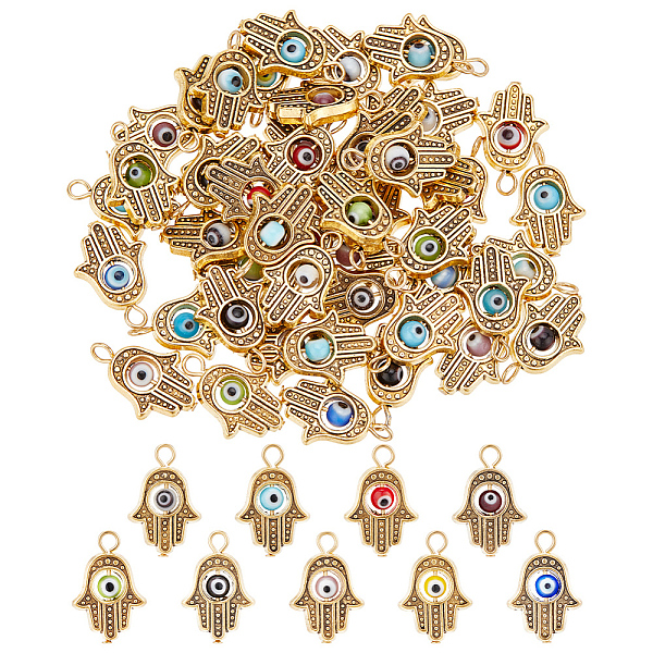 PandaHall DICOSMETIC 60Pcs Hamsa Hand Pendants Alloy Evil Eye Beads Charms Golden Hand of Fatima Charms Antique Protection Jewelry Making..., Multicolor
PandaHall DICOSMETIC 60Pcs Hamsa Hand Pendants Alloy Evil Eye Beads Charms Golden Hand of Fatima Charms Antique Protection Jewelry Making..., Multicolor