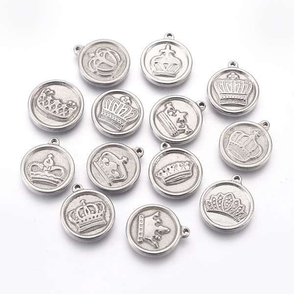 PandaHall 304 Stainless Steel Charms, Flat Round with Crown, Stainless Steel Color, 15x2.5mm, Hole: 1.2~1.4mm 304 Stainless Steel Flat Round
PandaHall 304 Stainless Steel Charms, Flat Round with Crown, Stainless Steel Color, 15x2.5mm, Hole: 1.2~1.4mm 304 Stainless Steel Flat Round
