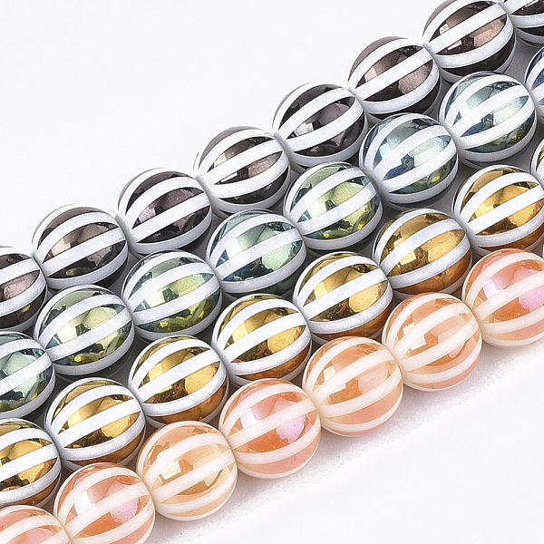 PandaHall Electroplate Glass Beads Strands, Round with Stripe, Mixed Color, 10x9.5mm, Hole: 1.2mm, about 30pcs/strand, 11.2 inch Glass..., Multicolor
PandaHall Electroplate Glass Beads Strands, Round with Stripe, Mixed Color, 10x9.5mm, Hole: 1.2mm, about 30pcs/strand, 11.2 inch Glass..., Multicolor