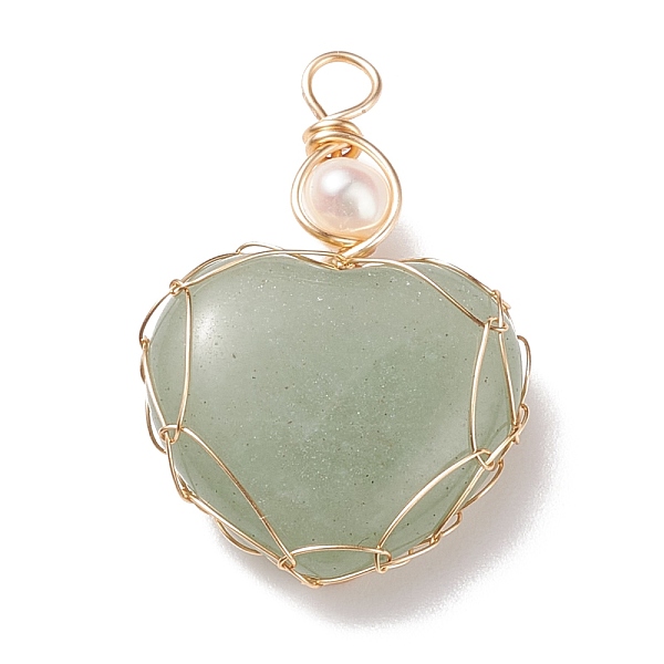 PandaHall Natural Green Aventurine & Freshwater Pearl Pendants, with Real 18K Gold Plated Copper Wire Wrapped, Heart...
PandaHall Natural Green Aventurine & Freshwater Pearl Pendants, with Real 18K Gold Plated Copper Wire Wrapped, Heart...