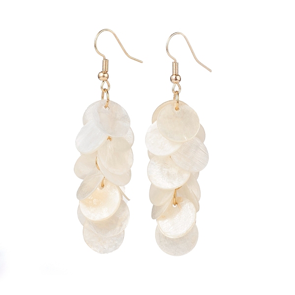 PandaHall Natural Capiz Shell Cluster Earrings, with Brass Earring Hooks, Flat Round, Golden, Seashell Color, 65x16mm, Pin: 0.7mm Shell
PandaHall Natural Capiz Shell Cluster Earrings, with Brass Earring Hooks, Flat Round, Golden, Seashell Color, 65x16mm, Pin: 0.7mm Shell