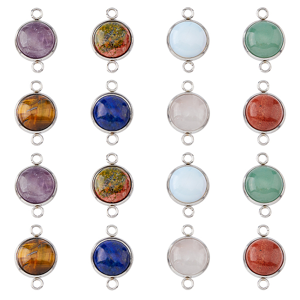 PandaHall Unicraftale 16Pcs 8 Styles Natural & Synthetic Mixed Gemstone Connector Charms, Half Round Links, with Stainless Steel Color Tone...
PandaHall Unicraftale 16Pcs 8 Styles Natural & Synthetic Mixed Gemstone Connector Charms, Half Round Links, with Stainless Steel Color Tone...