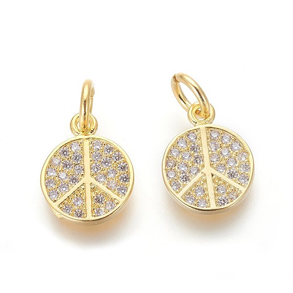 PandaHall Brass Micro Pave Cubic Zirconia Charms, Lead Free & Cadmium Free, Clear, Peace Sign, Golden, 11x9x2mm, Hole: 3mm Brass+Cubic...
PandaHall Brass Micro Pave Cubic Zirconia Charms, Lead Free & Cadmium Free, Clear, Peace Sign, Golden, 11x9x2mm, Hole: 3mm Brass+Cubic...