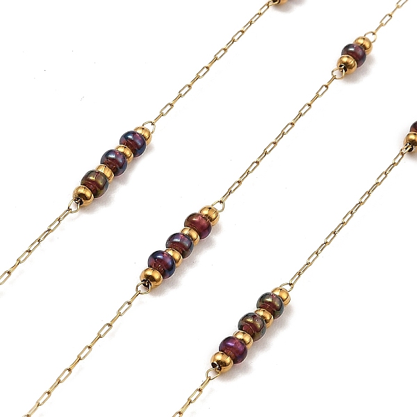 PandaHall Purple Rondelle Glass Beaded Link Chains, with 304 Stainless Steel Paperclip Chains, Soldered, with Spool, Golden, 3x2mm, 2mm...
PandaHall Purple Rondelle Glass Beaded Link Chains, with 304 Stainless Steel Paperclip Chains, Soldered, with Spool, Golden, 3x2mm, 2mm...