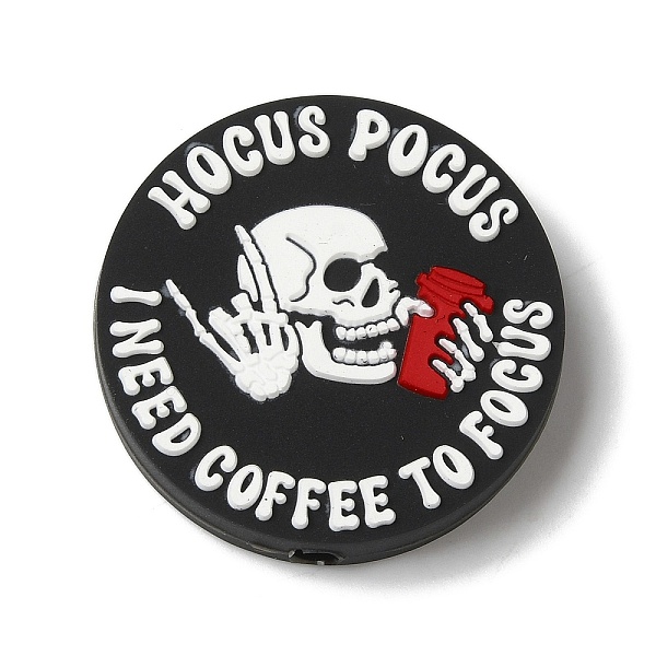 PandaHall Halloween Themed I Need Coffee To Focus Silicone Focal Beads, Silicone Teething Beads, Black, 28x7mm, Hole: 3mm Silicone Skull...
PandaHall Halloween Themed I Need Coffee To Focus Silicone Focal Beads, Silicone Teething Beads, Black, 28x7mm, Hole: 3mm Silicone Skull...