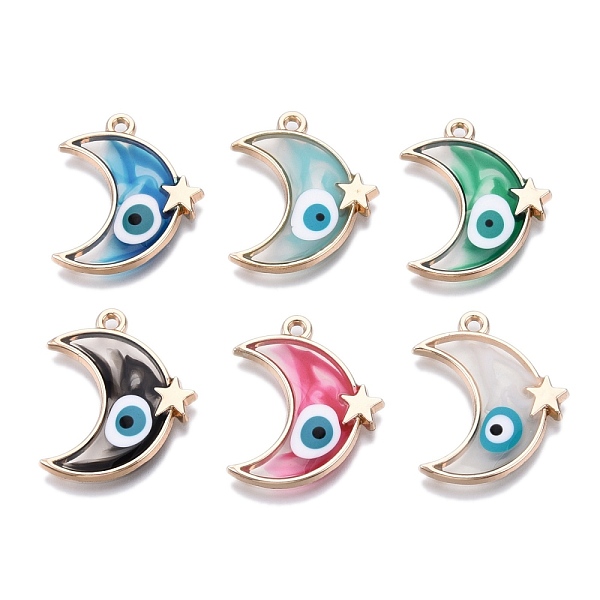 PandaHall Alloy Enamel Pendants, Golden, Moon with Star & Evil Eye, Mixed Color, 25x21x2mm, Hole: 1.6mm Alloy+Enamel Moon Multicolor
PandaHall Alloy Enamel Pendants, Golden, Moon with Star & Evil Eye, Mixed Color, 25x21x2mm, Hole: 1.6mm Alloy+Enamel Moon Multicolor