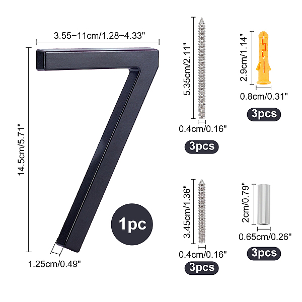 PandaHall Zinc Alloy House Number, with Iron Screw, Plastic Accessories, Wall Decorations, Num.7, 145x93x12.5mm Alloy Number
PandaHall Zinc Alloy House Number, with Iron Screw, Plastic Accessories, Wall Decorations, Num.7, 145x93x12.5mm Alloy Number