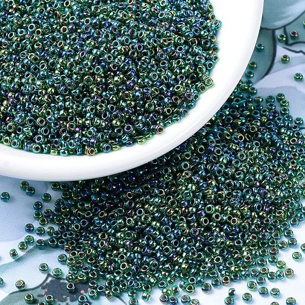 PandaHall MIYUKI Round Rocailles Beads, Japanese Seed Beads, (RR344) Lined Green AB, 11/0, 2x1.3mm, Hole: 0.8mm, about 1100pcs/bottle...
PandaHall MIYUKI Round Rocailles Beads, Japanese Seed Beads, (RR344) Lined Green AB, 11/0, 2x1.3mm, Hole: 0.8mm, about 1100pcs/bottle...