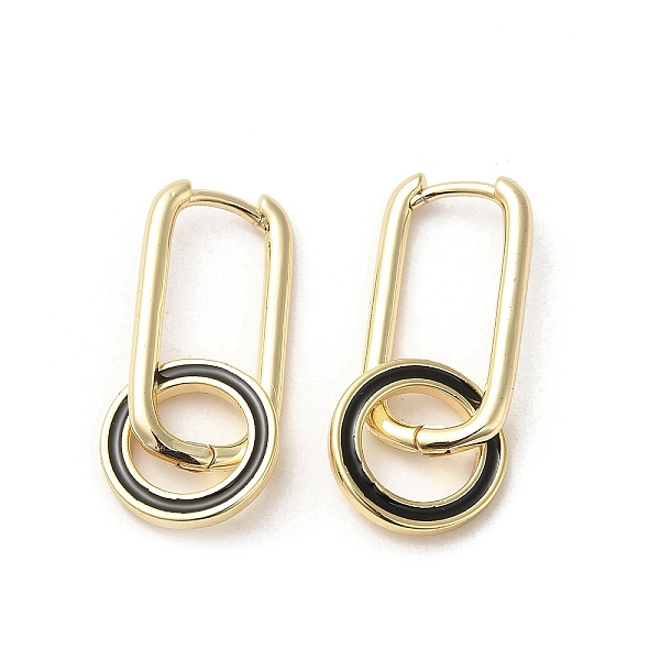 PandaHall Real 18K Gold Plated Brass Ring Dangle Hoop Earrings, with Enamel, Black, 30x13mm Brass Ring Black
PandaHall Real 18K Gold Plated Brass Ring Dangle Hoop Earrings, with Enamel, Black, 30x13mm Brass Ring Black
