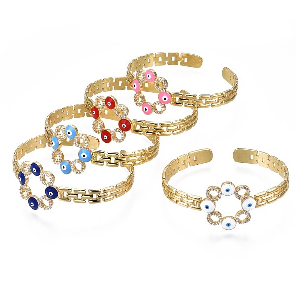 PandaHall Cubic Zirconia Ring with Evil Eye Open Cuff Bangle with Enamel for Women, Real 18K Gold Plated Brass Jewelry, Nickel Free, Mixed..., Multicolor
PandaHall Cubic Zirconia Ring with Evil Eye Open Cuff Bangle with Enamel for Women, Real 18K Gold Plated Brass Jewelry, Nickel Free, Mixed..., Multicolor