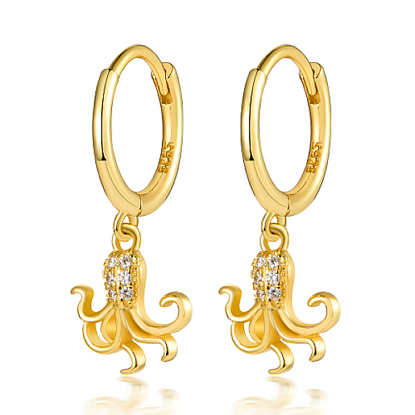 PandaHall Rhodium Plated 925 Sterling Silver Hoop Earrings, Golden, 22x8x10mm Sterling Silver Octopus
PandaHall Rhodium Plated 925 Sterling Silver Hoop Earrings, Golden, 22x8x10mm Sterling Silver Octopus