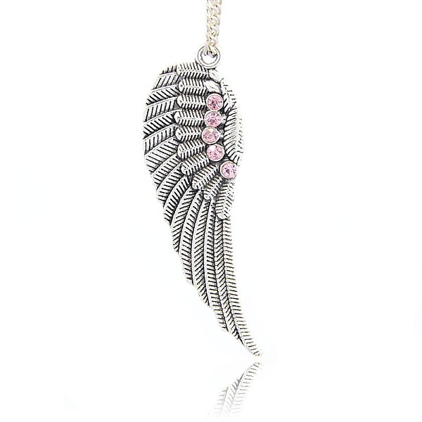 PandaHall Antique Silver Plated Alloy Wing Big Pendants, with Rhinestones, Light Rose, 52x17x2mm, Hole: 2mm Alloy+Rhinestone Wing Pink
PandaHall Antique Silver Plated Alloy Wing Big Pendants, with Rhinestones, Light Rose, 52x17x2mm, Hole: 2mm Alloy+Rhinestone Wing Pink