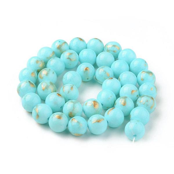 PandaHall Natural Jade Beads Strands, with Gold Foil, Dyed, Round, Light Sky Blue, 4mm, Hole: 1mm, about 92~95pcs/strand ,14.96 inch(38cm)...
PandaHall Natural Jade Beads Strands, with Gold Foil, Dyed, Round, Light Sky Blue, 4mm, Hole: 1mm, about 92~95pcs/strand ,14.96 inch(38cm)...