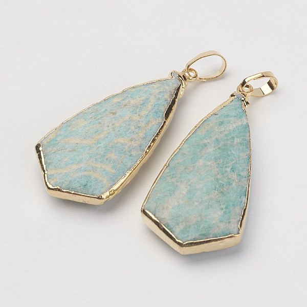 PandaHall Natural Flower Amazonite Pendants, with Golden Tone Brass Findings, Triangle, Fceted, 34~35x16~17x6~7mm, Hole: 4x5.5mm Flower...
PandaHall Natural Flower Amazonite Pendants, with Golden Tone Brass Findings, Triangle, Fceted, 34~35x16~17x6~7mm, Hole: 4x5.5mm Flower...