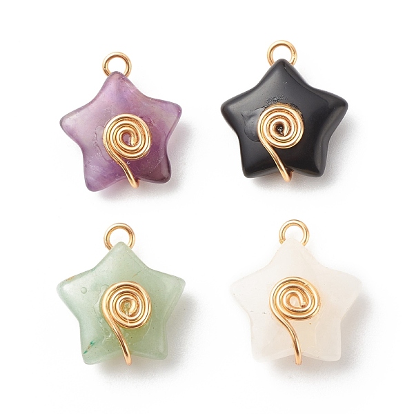PandaHall Natural Mixed Stone Pendants, Star Charm, with Golden Copper Wire Wrapped, 23~24x21x8~9mm, Hole: 3mm Mixed Stone Star
PandaHall Natural Mixed Stone Pendants, Star Charm, with Golden Copper Wire Wrapped, 23~24x21x8~9mm, Hole: 3mm Mixed Stone Star