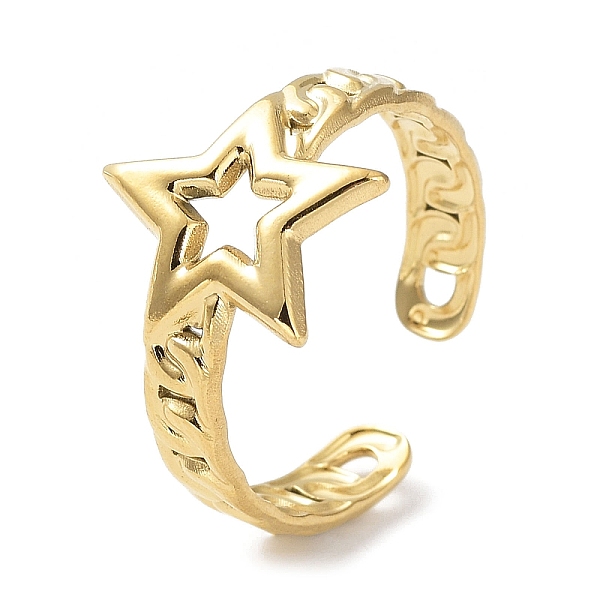 PandaHall 304 Stainless Steel Open Cuff Rings, Hollow Pentagon, Real 18K Gold Plated, US Size 7 1/2(17.7mm) 304 Stainless Steel Pentagon
PandaHall 304 Stainless Steel Open Cuff Rings, Hollow Pentagon, Real 18K Gold Plated, US Size 7 1/2(17.7mm) 304 Stainless Steel Pentagon