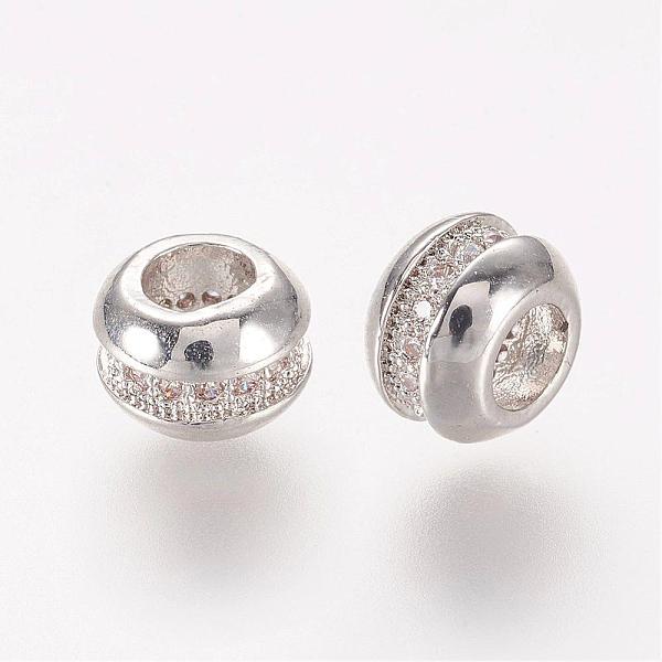 PandaHall Brass Micro Pave Cubic Zirconia Beads, Rondelle, Clear, Platinum, 7x5mm, Hole: 3mm Brass+Cubic Zirconia Rondelle Clear
PandaHall Brass Micro Pave Cubic Zirconia Beads, Rondelle, Clear, Platinum, 7x5mm, Hole: 3mm Brass+Cubic Zirconia Rondelle Clear