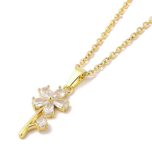PandaHall 304 Stainless Steel Pendant Necklaces,Brass Micro Pave Cubic Zirconia Pendant, Flower, 17.60 inch(44.7cm) Pendant: 20x9.5mm 304..., Silver
PandaHall 304 Stainless Steel Pendant Necklaces,Brass Micro Pave Cubic Zirconia Pendant, Flower, 17.60 inch(44.7cm) Pendant: 20x9.5mm 304..., Silver