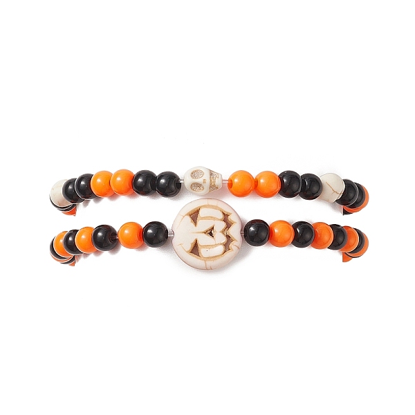 PandaHall Halloween Skull & Pumpkin Jack-O'-Lantern Synthetic Turquoise(Dyed) Stretch Bracelets Sets, Acrylic Beaded Bracelets for Women..., Orange
PandaHall Halloween Skull & Pumpkin Jack-O'-Lantern Synthetic Turquoise(Dyed) Stretch Bracelets Sets, Acrylic Beaded Bracelets for Women..., Orange