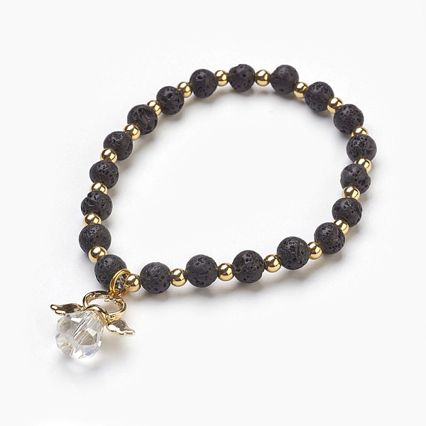 PandaHall Natural Lava Rock Beads Stretch Charm Bracelets, with Brass and Alloy Findings, Angel, 2-1/8 inch(5.4cm), Charm: 21x19x10mm Lava...
PandaHall Natural Lava Rock Beads Stretch Charm Bracelets, with Brass and Alloy Findings, Angel, 2-1/8 inch(5.4cm), Charm: 21x19x10mm Lava...