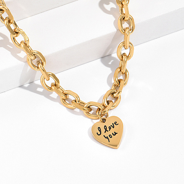 PandaHall Heart with Word I Love You Stainless Steel Heart Pendant Necklaces, Real 18K Gold Plated, 15.75 inch(40cm) Stainless Steel Heart
PandaHall Heart with Word I Love You Stainless Steel Heart Pendant Necklaces, Real 18K Gold Plated, 15.75 inch(40cm) Stainless Steel Heart