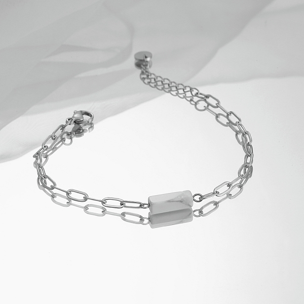 PandaHall Natural Howlite Cube Link Bracelets, Stainless Steel Chains Bracelets for Women Howlite
PandaHall Natural Howlite Cube Link Bracelets, Stainless Steel Chains Bracelets for Women Howlite
