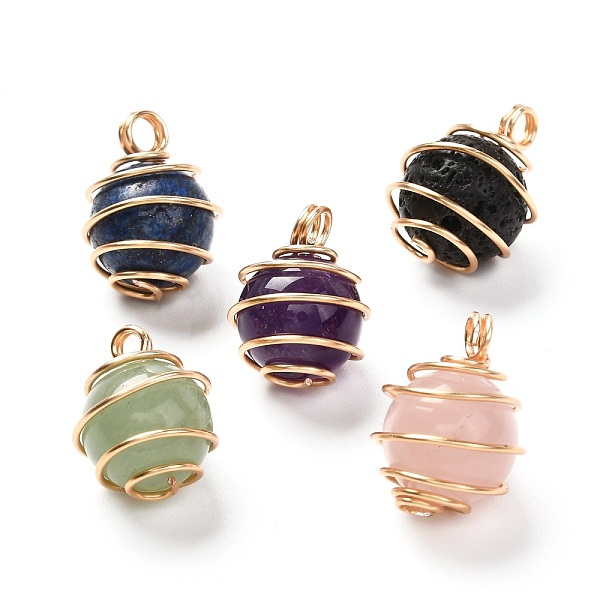 PandaHall Natural Mixed Gemstone Pendants, with Real 18K Gold Plated Eco-Friendly Copper Wire, Round, 18x12~13mm, Hole: 2.5~3mm Mixed Stone...
PandaHall Natural Mixed Gemstone Pendants, with Real 18K Gold Plated Eco-Friendly Copper Wire, Round, 18x12~13mm, Hole: 2.5~3mm Mixed Stone...