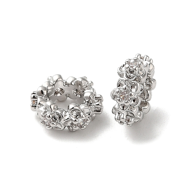 PandaHall Brass Micro Pave Cubic Zirconia European Style Beads, Large Hole Beads, Ring with Flower, Platinum, 8x3.5mm, Hole: 4mm Brass+Cubic..., Clear
PandaHall Brass Micro Pave Cubic Zirconia European Style Beads, Large Hole Beads, Ring with Flower, Platinum, 8x3.5mm, Hole: 4mm Brass+Cubic..., Clear