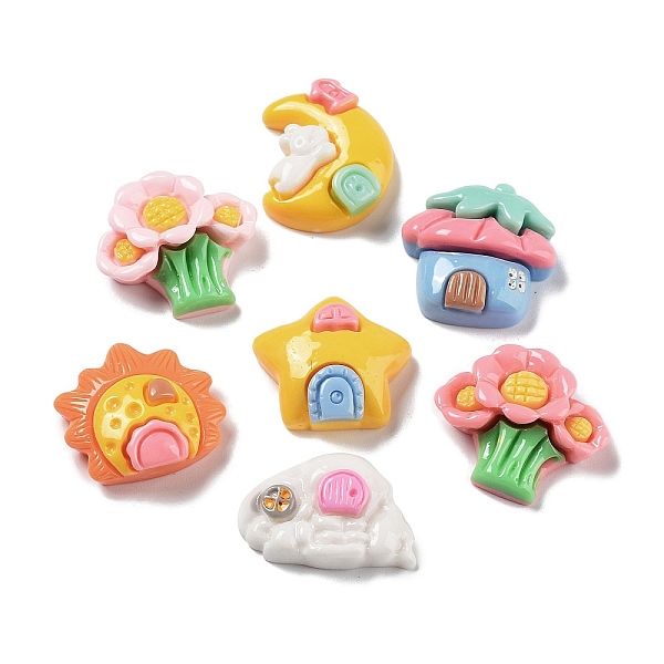PandaHall Opaque Resin Cabochons, Flower & Moon & Sun, Mixed Shapes, Mixed Color, 15~19.5x20~23x5~8mm Resin Mixed Shapes Multicolor
PandaHall Opaque Resin Cabochons, Flower & Moon & Sun, Mixed Shapes, Mixed Color, 15~19.5x20~23x5~8mm Resin Mixed Shapes Multicolor