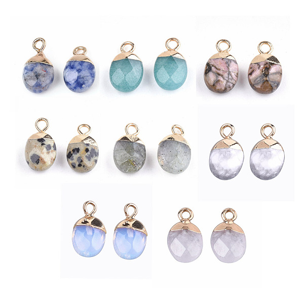 PandaHall Electroplate Natural & Synthetic Gemstone Charms, with Iron Findings, Faceted, Oval, Golden, 14~15x8x5~5.5mm, Hole: 1.8mm Mixed...
PandaHall Electroplate Natural & Synthetic Gemstone Charms, with Iron Findings, Faceted, Oval, Golden, 14~15x8x5~5.5mm, Hole: 1.8mm Mixed...