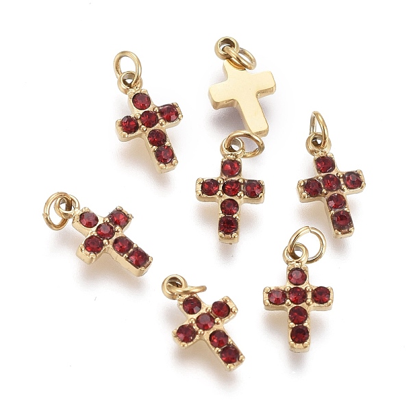 PandaHall 316 Surgical Stainless Steel Tiny Cross Charms, with Rhinestone and Jump Rings, Golden, Siam, 8.5x5x1.5mm, Hole: 1.6mm Stainless..., Red
PandaHall 316 Surgical Stainless Steel Tiny Cross Charms, with Rhinestone and Jump Rings, Golden, Siam, 8.5x5x1.5mm, Hole: 1.6mm Stainless..., Red