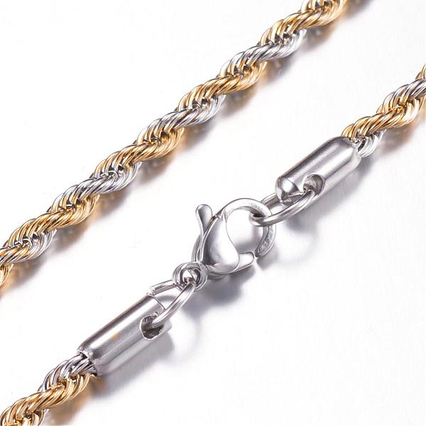 PandaHall 304 Stainless Steel Rope Chain Necklaces, with Lobster Claw Clasps, Golden & Stainless Steel Color, 27.5 inch(69.9cm) 304...
PandaHall 304 Stainless Steel Rope Chain Necklaces, with Lobster Claw Clasps, Golden & Stainless Steel Color, 27.5 inch(69.9cm) 304...