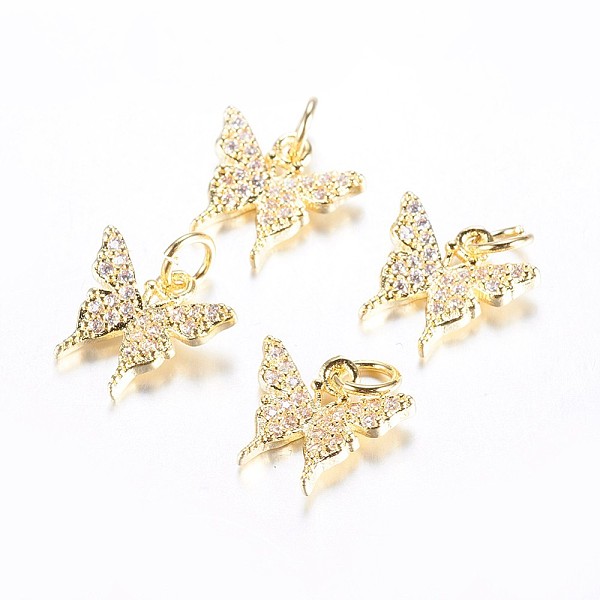 PandaHall Long-Lasting Plated Brass Micro Pave Cubic Zirconia Charms, Butterfly, Real 18K Gold Plated, 11x12x2.5mm, Hole: 3mm Brass+Cubic..., Clear
PandaHall Long-Lasting Plated Brass Micro Pave Cubic Zirconia Charms, Butterfly, Real 18K Gold Plated, 11x12x2.5mm, Hole: 3mm Brass+Cubic..., Clear