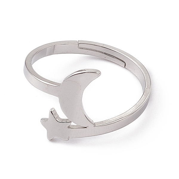 PandaHall 201 Stainless Steel Moon & Star Adjustable Ring for Women, Stainless Steel Color, US Size 6 1/4(16.7mm) 201 Stainless Steel
PandaHall 201 Stainless Steel Moon & Star Adjustable Ring for Women, Stainless Steel Color, US Size 6 1/4(16.7mm) 201 Stainless Steel