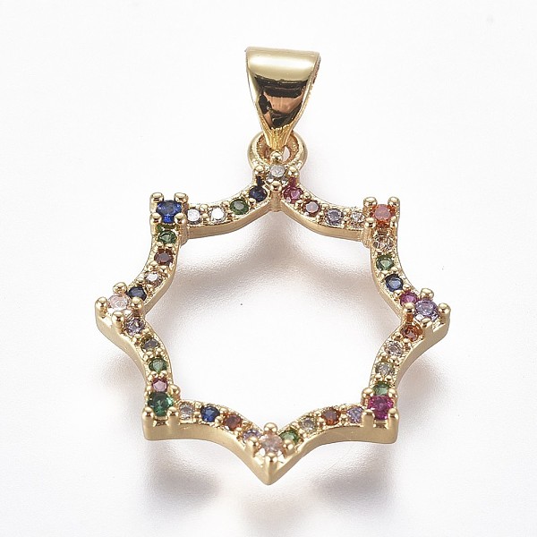 PandaHall Brass Micro Pave Cubic Zirconia Pendants, Flower, Golden, Colorful, 21.5x19x3mm, Hole: 3.5x5mm Brass+Cubic Zirconia Flower
PandaHall Brass Micro Pave Cubic Zirconia Pendants, Flower, Golden, Colorful, 21.5x19x3mm, Hole: 3.5x5mm Brass+Cubic Zirconia Flower
